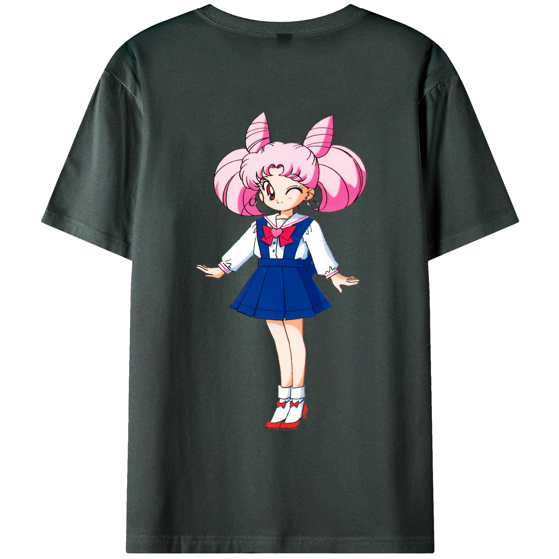 （画像用） 美少女戦士セーラームーン ちびうさ Sailor Moon Chibiusa Tsukino Usagi Small Lady Serenity 綿100％ メンズ半袖Tシャツ（バックプリント） 通気性
